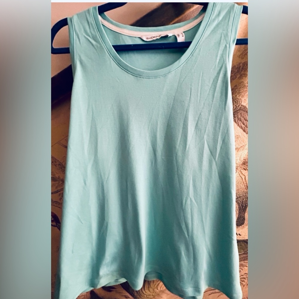 * Isaac Mizrahi Sleeveless Tank Tee Shirt Turquoise SZ US Small *